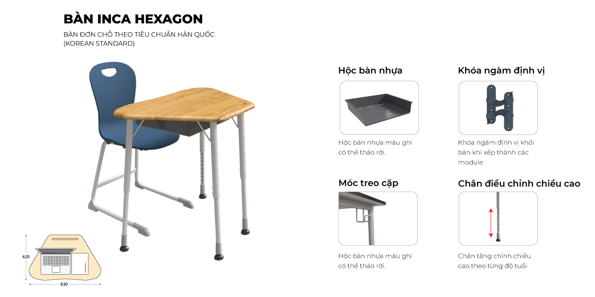 Tổng Hợp Đặc Điểm Bàn INCA HEXAGON 4 chân tăng