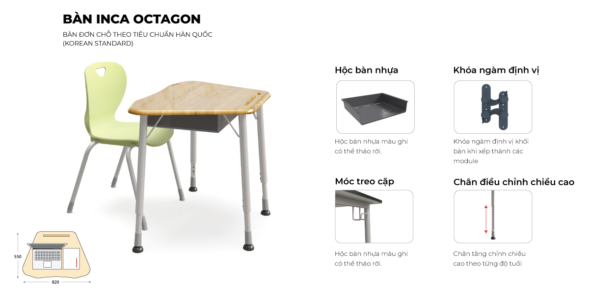 Tổng Hợp Đặc Điểm Bàn INCA OCTAGON 4 chân tăng