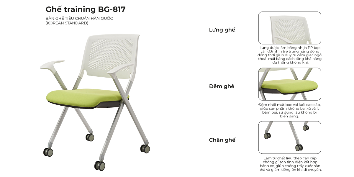 Tổng Hợp Đặc Điểm Ghế Training BG-817
