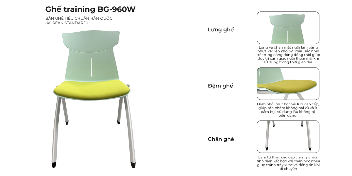 Tổng Hợp Đặc Điểm Ghế Training BG-960W