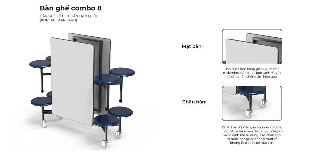 Tổng Hợp Đặc Điểm Bàn Ghế Combo 8
