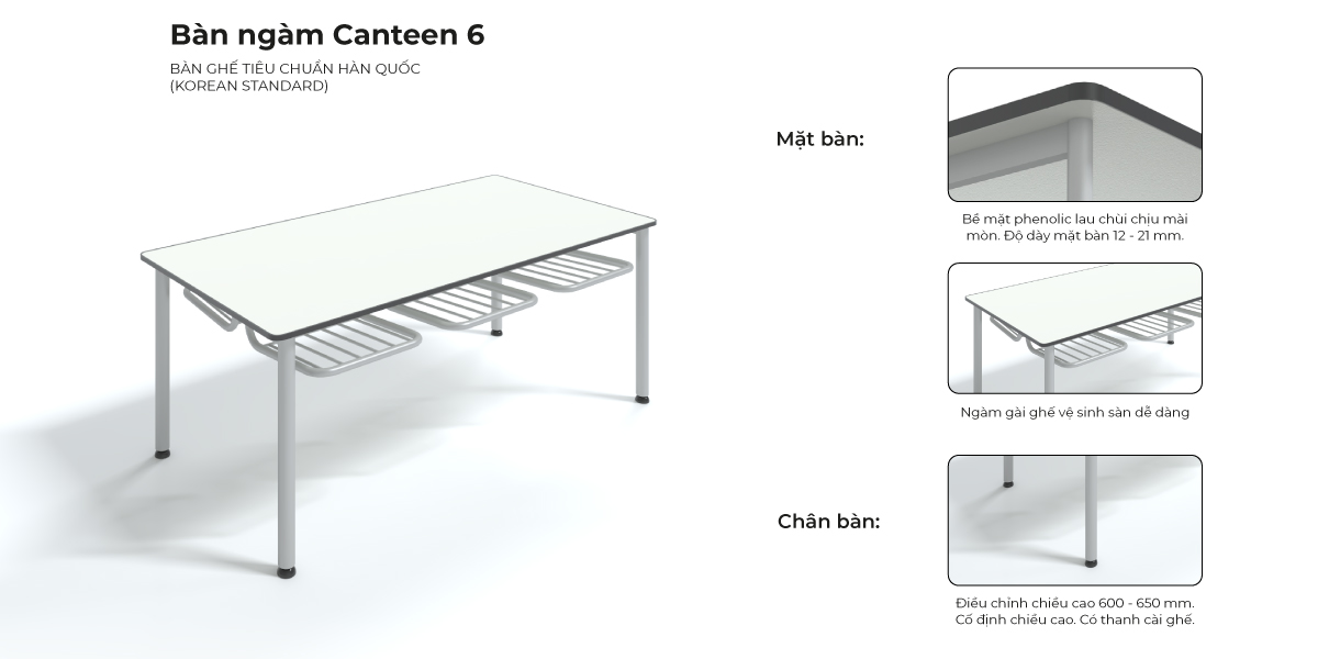 Tổng Hợp Đặc Điểm Bàn Ngàm Canteen 6