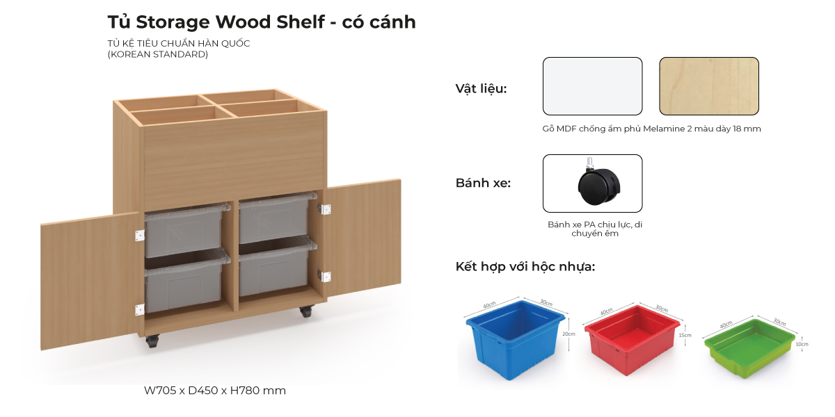 Tổng Hợp Đặc Điểm Tủ Storage Wood Shelf - Có cánh