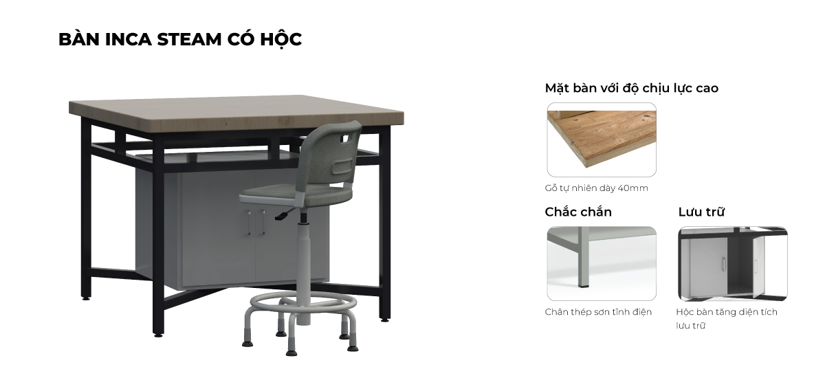 Tổng Hợp Đặc Điểm Bàn INCA STEAM Có Hộc