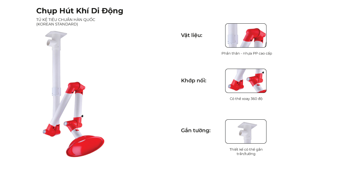 Đặc điểm nổi bật Chụp Hút Khí Di Động
