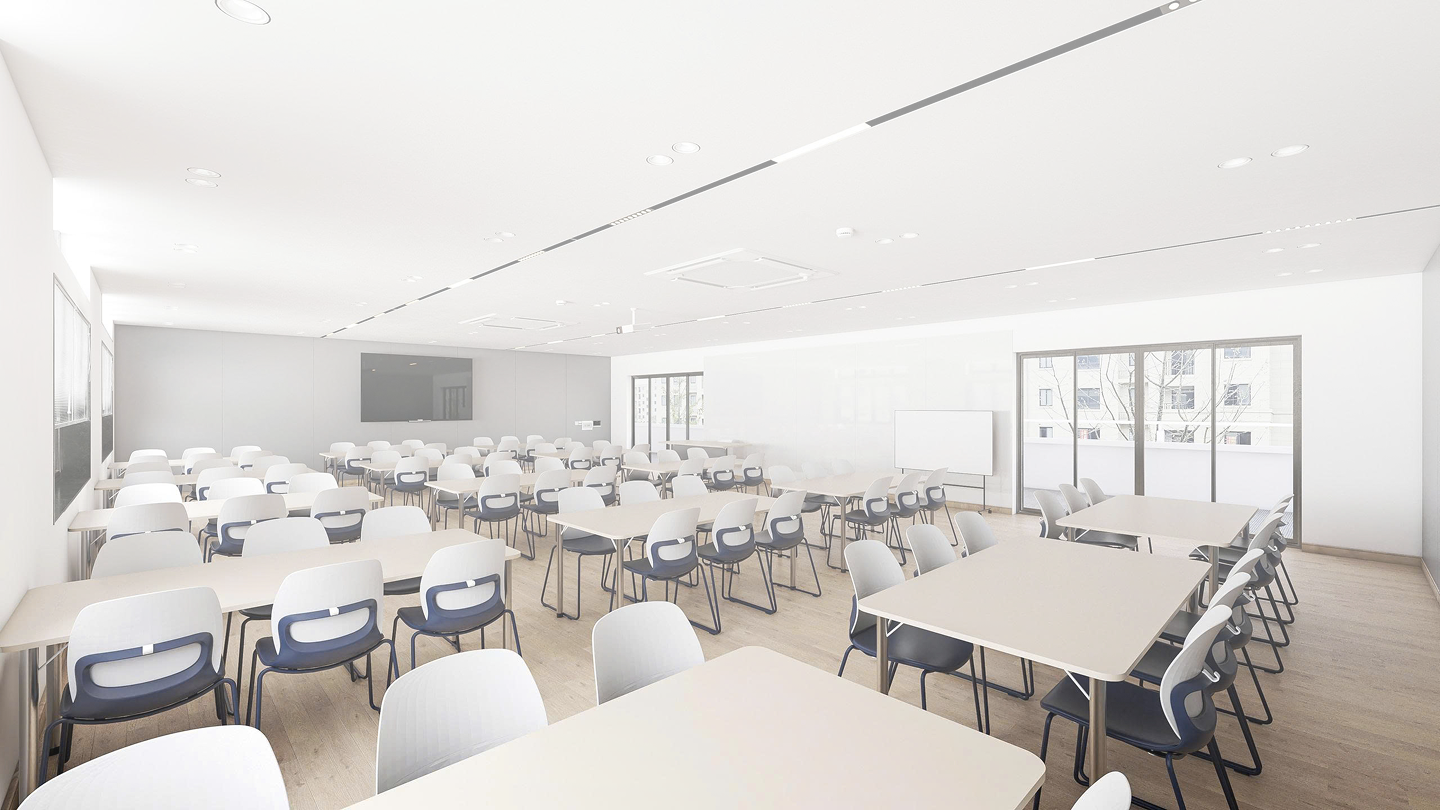 Kiến tạo không gian học tập </br>
[{hiện đại và linh hoạt}]